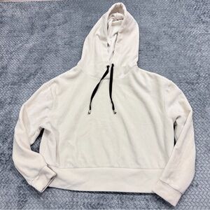 For the Republic Cream Velour Cropped Hoodie Size Medium